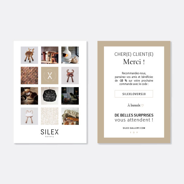 Branding carte de remerciement Silex Gallery