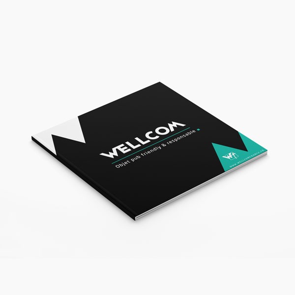 couverture plaquette commerciale Wellcom objet pub