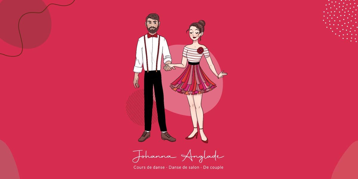 Illustration personnalisée couple de danseurs logo Johanna Anglade