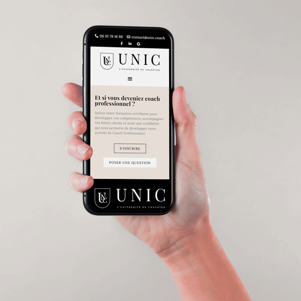 Site internet responsive sur mobile UNIC université coaching